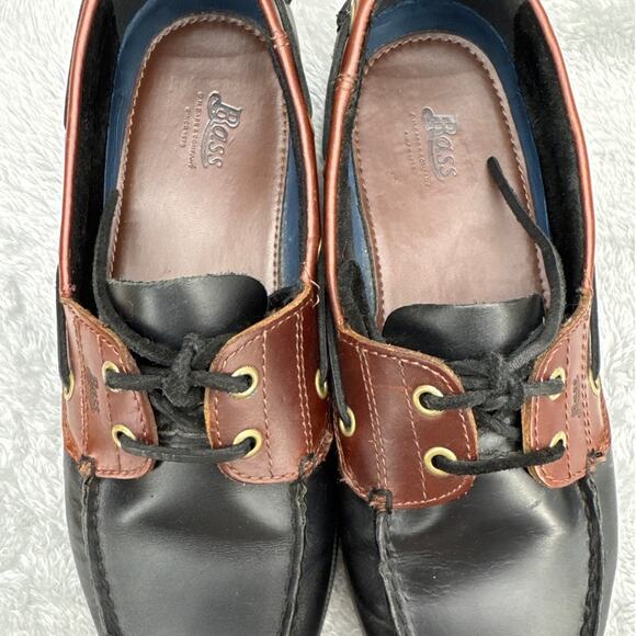 Gh Bass Seafarer Vintage Black Brown Leather Slip On Boat Loafer Men 9.5 - Picture 6 of 9